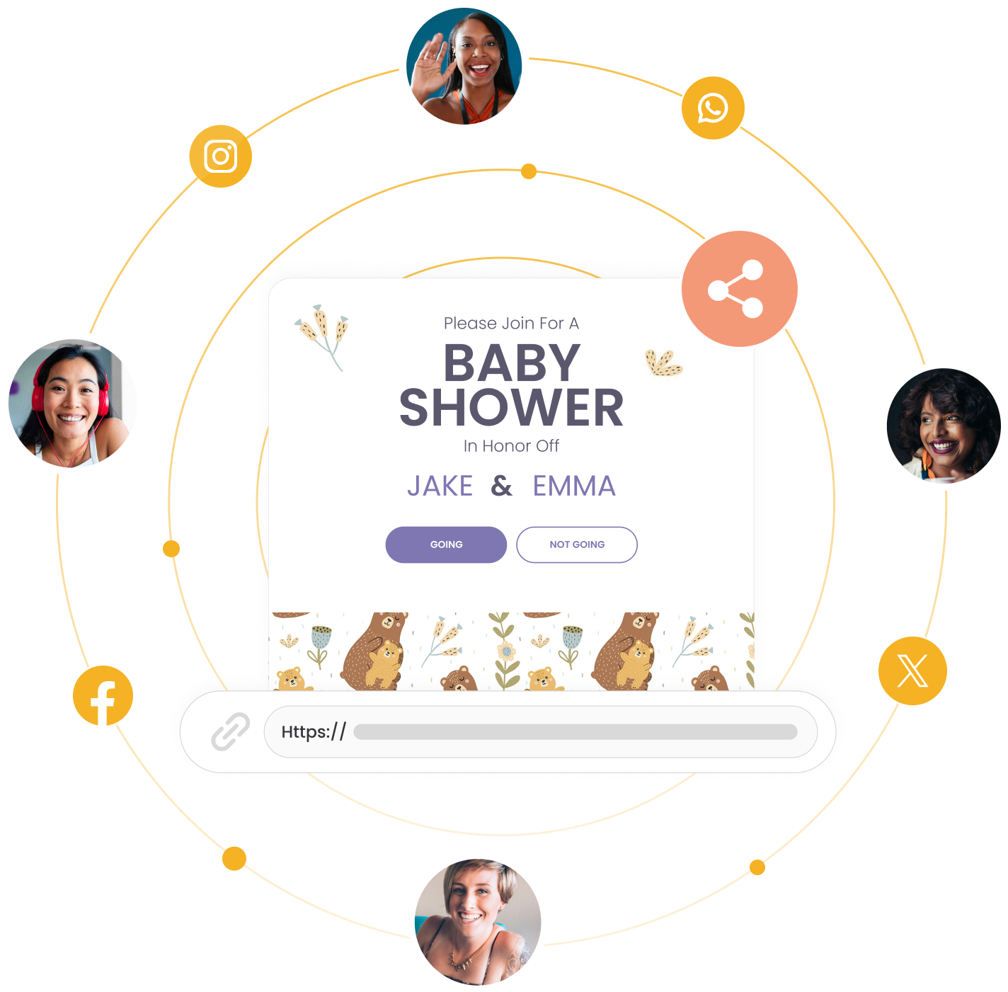 WBS invite social rsvp | WebBabyShower