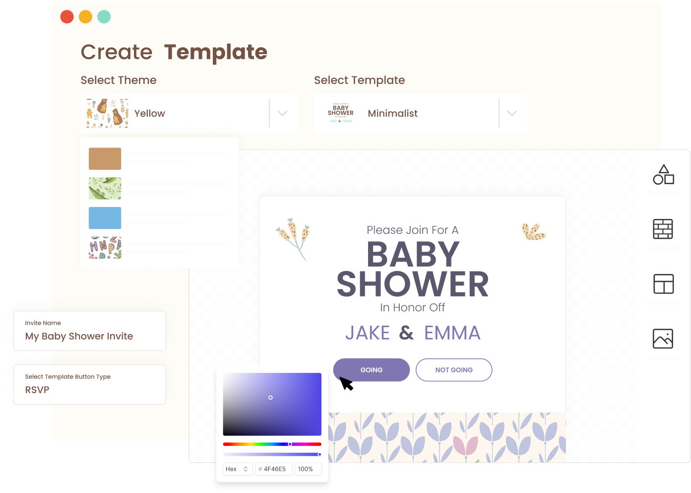 WBS invite themes templates | WebBabyShower