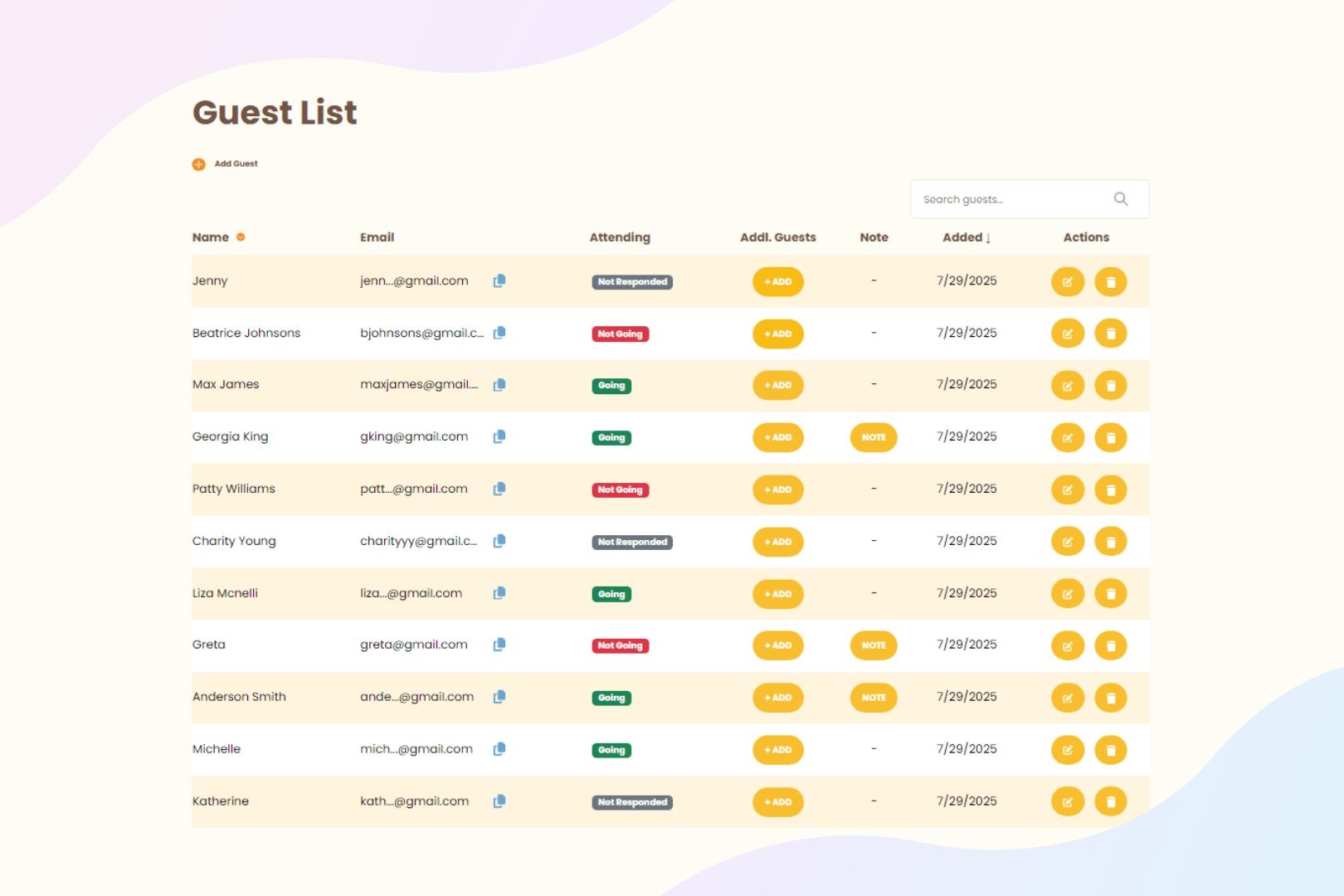 webbabyshower rsvp feature