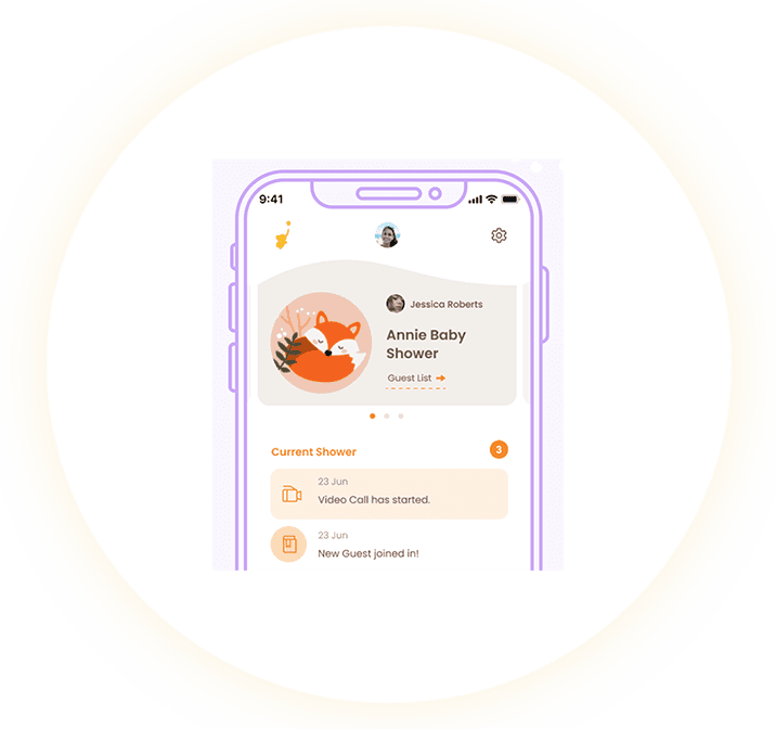 User-friendly baby shower planning app with virtual guest list and video chats.
