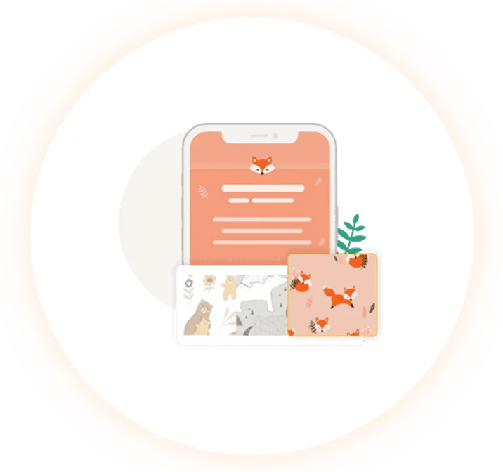 Cute fox-themed baby shower digital decor.
