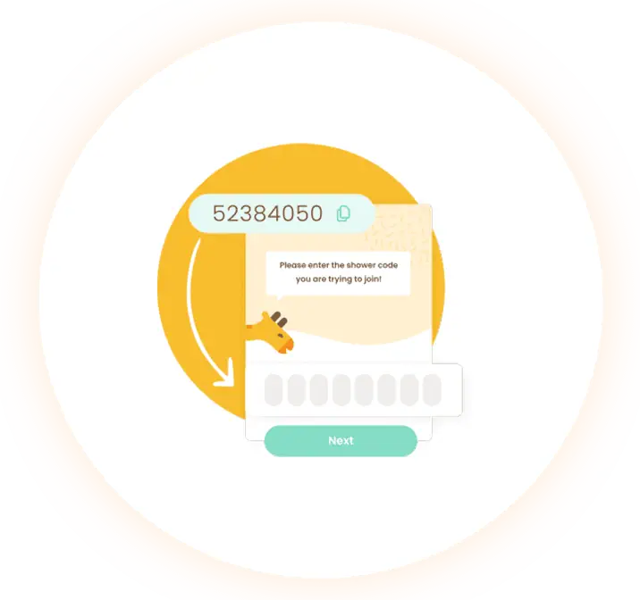 Online baby shower invitation code input for virtual event planning.