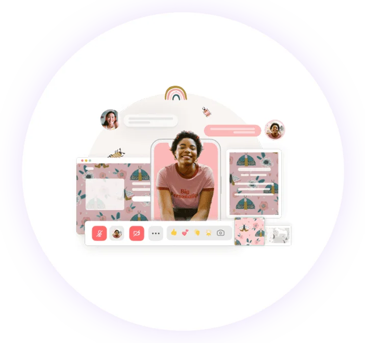 A joyful virtual baby shower with colorful decorations and happy guests.