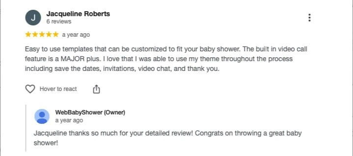 Customizable baby shower templates with video call features for WebBabyShower.