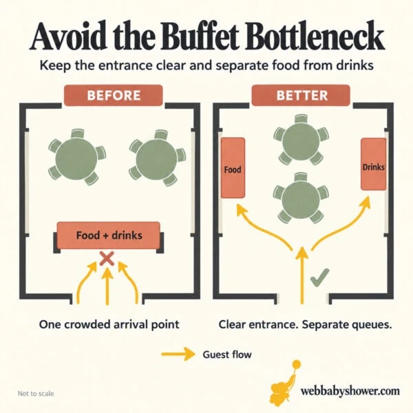 Tips to improve baby shower entrance flow and avoid bottlenecks.